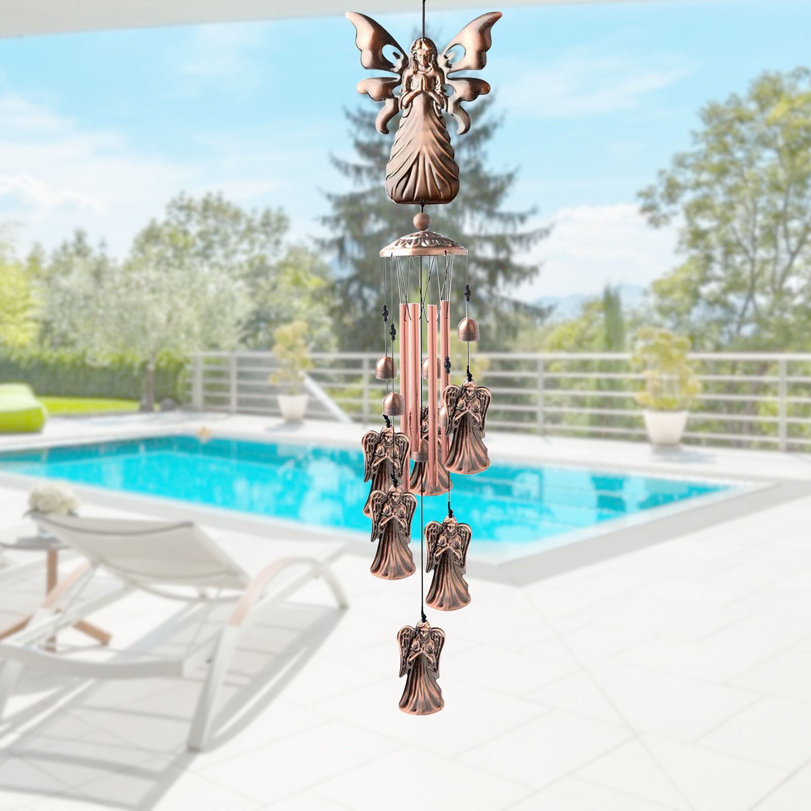 Fall Decoration Wind Chime Brass Butterfly Wind Chimes With 4 Pipe And