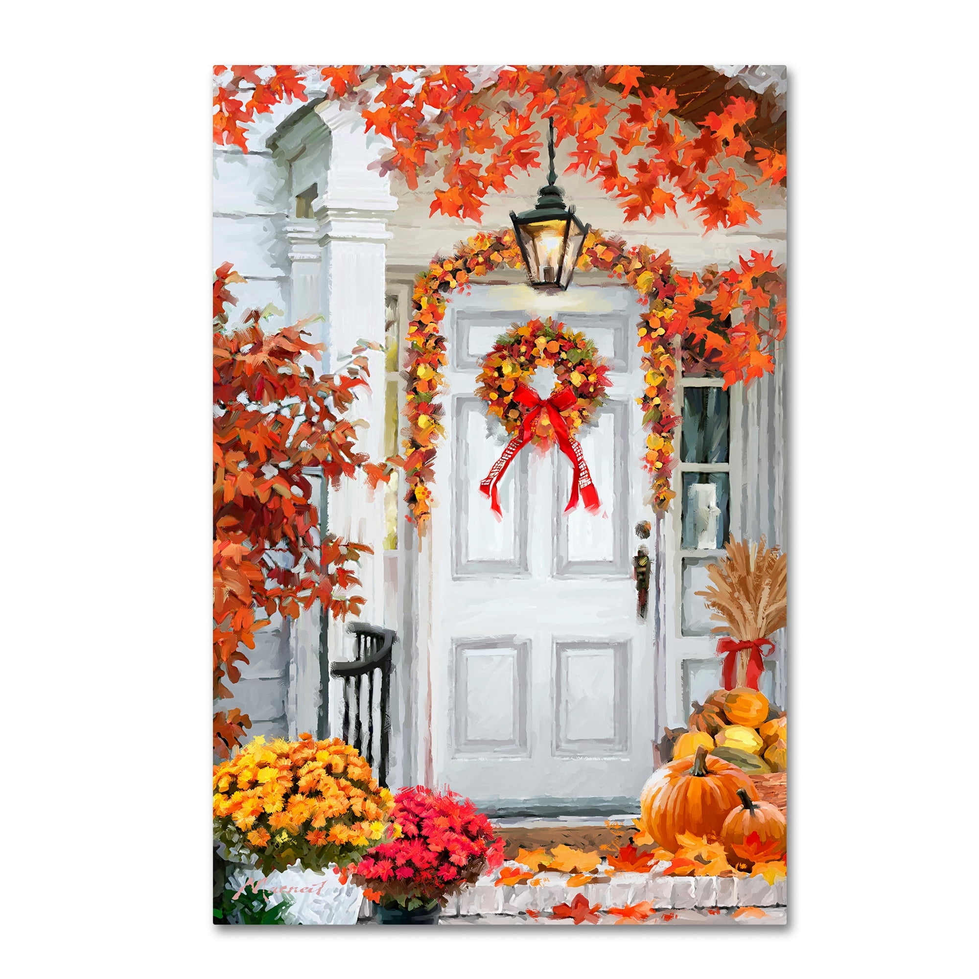 Colorful Fall Decorations Canvas Art Print, 12x19 Inches