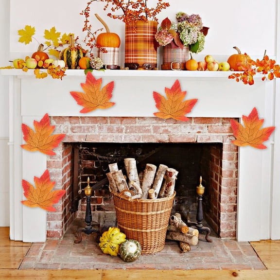 Fall Decorations , 50-Pack Simulated Maple Leaf for Autumnus Halloween Thanksgiving Classroom Wall Door Cartouche Donative