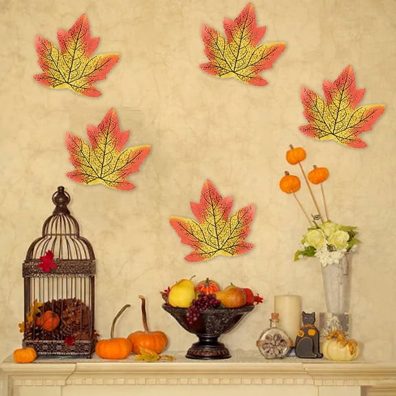 Fall Decorations , 50-Pack Simulated Maple Leaf for Autumnus Halloween Thanksgiving Classroom Wall Door Cartouche Donative