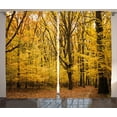 thumbnail image 1 of Ambesonne Forest Curtains 2 Panel Set, Autumn in Nature Theme, 108" x 90", Yellow Brown, 1 of 3