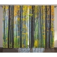 thumbnail image 1 of Ambesonne Fall Curtains 2 Panel Set, Autumn Season Beech Forest, 108" x 90", Grey Yellow, 1 of 3