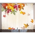 thumbnail image 1 of Ambesonne Fall Curtains 2 Panel Set, Maple Leaves Pastel Art, 108" x 84", Multicolor, 1 of 3