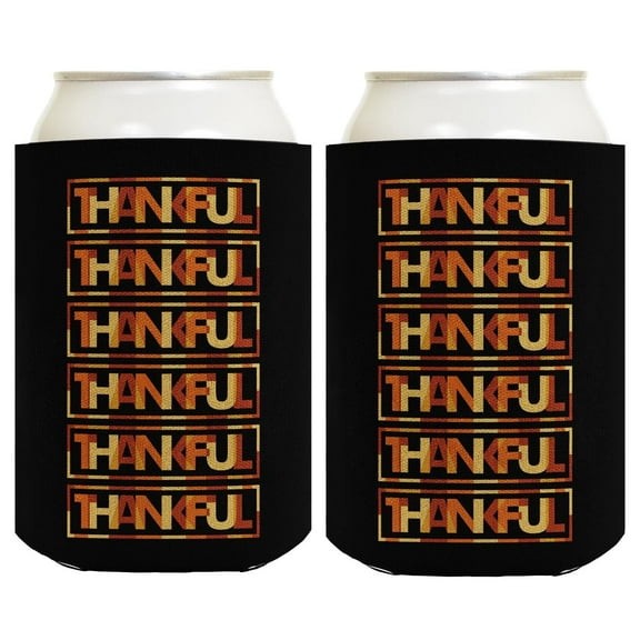 Fall Decorations For Home Thankful Fall Colors Word Art 2-Pack Can Coolies Drink Coolers
