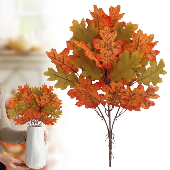 Fall Decorations for Home Artificial Maple Leaves Branches 21.6in Fall Leaves Stems Plants Outdoor Greenery For Home Kitchen Farmhouse Thanksgiving Table Centerpiece Fireplace Halloween Décor Orange