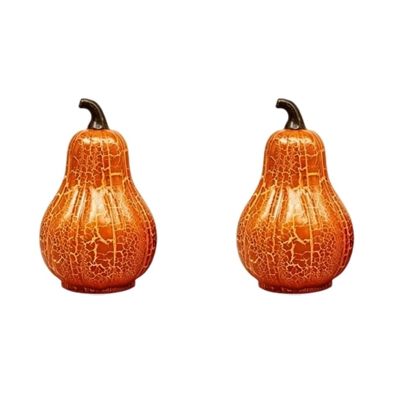 Fall Decorations for Home,Battery Operated Led Pumpkin Light,Light Up Plastic Pumpkin for Halloween Fall Decor,Thanksgiving Rustic Decor,Small Lighted Pumpkin Decoration, Halloween Decorations,A 2PCS