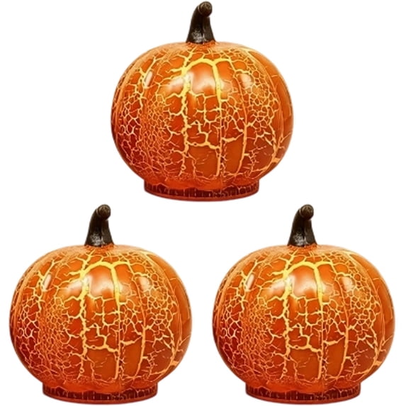 Fall Decorations for Home,Battery Operated Led Pumpkin Light,Light Up Plastic Pumpkin for Halloween Fall Decor,Thanksgiving Rustic Decor,Small Lighted Pumpkin Decoration, Halloween Decorations,B 3PCS