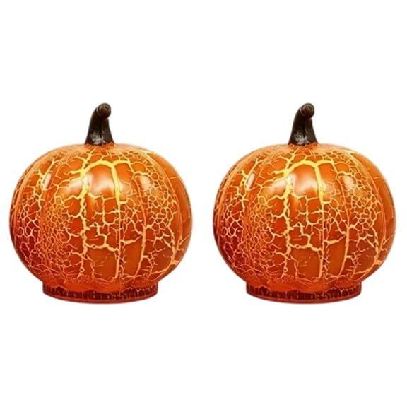 Fall Decorations for Home,Battery Operated Led Pumpkin Light,Light Up Plastic Pumpkin for Halloween Fall Decor,Thanksgiving Rustic Decor,Small Lighted Pumpkin Decoration, Halloween Decorations,B 2PCS