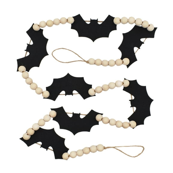 Fall Decorations for Home - Dienrx Halloween Decorations Indoor / Outdoor Wood Halloween Bats Bead Garland Banner for Halloween Decor Farmhouse Halloween Decorations for Fireplace Mantle Walls
