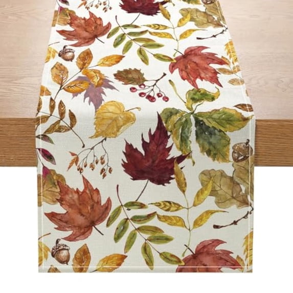 Fall Decorations for Home,Fall Maple Leaves Table Runner, Thanksgiving Watercolor Plant Yellow Leafs Home Kitchen Decor,Outdoor Home Party Table Decoration 13x72 Inch