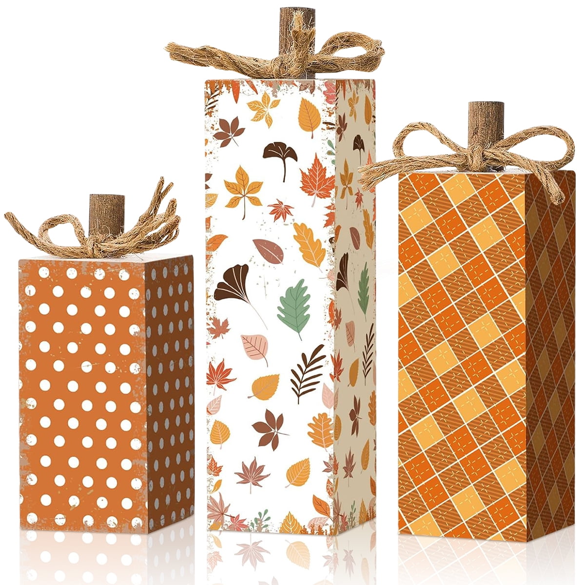 Fall Decorations for Home Fall Wood Block Sign Thanksgiving Tiered Tray Decor Farmhouse Autumn Table Centerpieces for Office Mantel Shelf Desk 3 Pcs Design 6