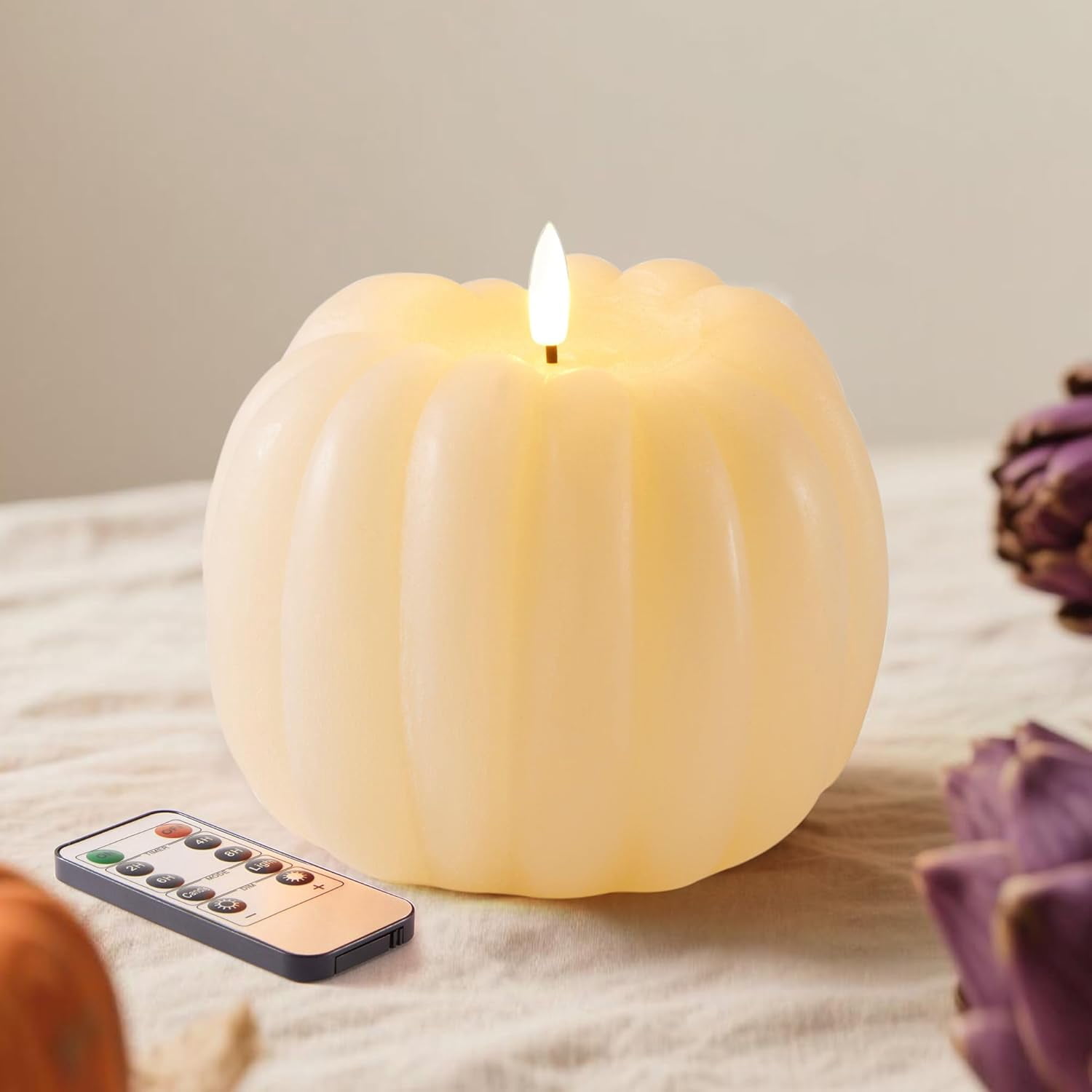 Fall Decorations for Home, Flickering Flameless Wax Pumpkin LED Candle ...