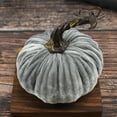 thumbnail image 1 of Fall Decorations for Home Halloween Decorations Black Velvet Stuffed Pumpkin with Distressed Vine Stem Soft Plush Faux Harvest Pumpkin Decor Gothic Tabletop Ornament for Mantel Tiered Tray, 1 of 5