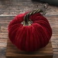 thumbnail image 1 of Fall Decorations for Home Halloween Decorations Black Velvet Stuffed Pumpkin with Distressed Vine Stem Soft Plush Faux Harvest Pumpkin Decor Gothic Tabletop Ornament for Mantel Tiered Tray, 1 of 6