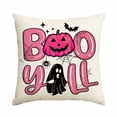 thumbnail image 1 of Fall Decorations for Home Halloween Pillow Covers 18X18 Set of 4 Pink Pumpkin Ghost Truck Spooky Holiday Decoration Linen Throw Cushion Cases for Sofa Patio Bed, 1 of 5