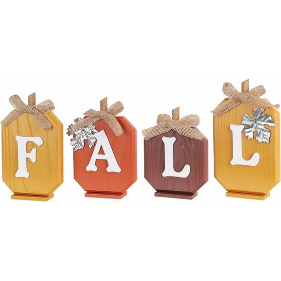 Fall Decorations for Home, Pumpkin Wood Sign with Fall Lettered for Fall Decor, Decorative Wooden Block Set Thanksgiving Decor for Tables, Tiered Tray, Mantel, Thanksgiving