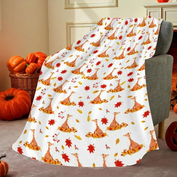 Fall Decorations for Home Thanksgiving Turkey Maple Leaf Blanket Lightweight And Warm Flannel Wool Blanket Comfortable And Soft for Both Men And Women