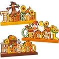 Fall Decorations for Home Wood Table Centerpieces, 3pcs Grateful ...