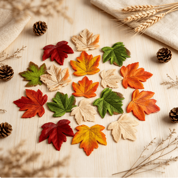 Fall Decorations, Loose Maple Leaves for Autumn Harvest Table Mantel and Party Decor, 50 Pcs