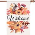 thumbnail image 1 of Fall Decorations Pumpkin House Flag 28x40 Inch Maple Leaves Sunflower Thanksgiving Welcome Vertical Double Sided Yard Outdoor Decor, 1 of 6