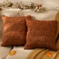 thumbnail image 1 of Fall Decorations Set of 2 Double-Sided Fall Pillow Covers 18" x 18", with 2 Different Looks, Rust Pumpkin & Leaf, Soft Plush Faux Fur Throw Pillow Covers for Home Decor, 1 of 13