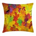 thumbnail image 1 of Fall Decorations Throw Pillow Cushion Cover, Different Colored Vibrant Many Autumn Maple Leaves November Scene Photo, Decorative Square Accent Pillow Case, 20 X 20 Inches, Yellow Purple, by Ambesonne, 1 of 2