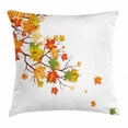 thumbnail image 1 of Fall Decorations Throw Pillow Cushion Cover, Fall Image with Canadian Maple Leaves Botanical Warm to Cold Effects, Decorative Square Accent Pillow Case, 16 X 16 Inches, Yellow Orange, by Ambesonne, 1 of 2