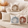 thumbnail image 1 of Fall Decorations Tufted Pumpkin Pillow Cover, 18x18 Inch Cream Linen Throw Cushion Case for Sofa & Bed, Autumn Harvest Accent (Insert Not Included) D, 1 of 6