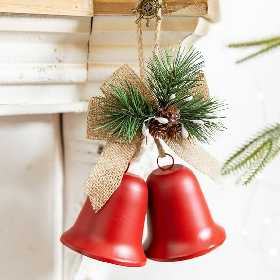 Fall Decorations for Home Outdoor New Opening Double Bells Retros Christmas Decoration Bells Christmas Tree Pendant Home Atmospheres Ornament Red