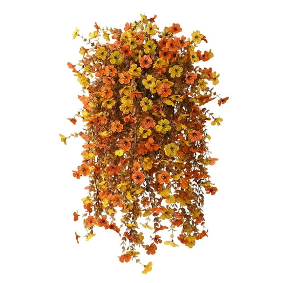 Fall Decorative Mums Hanging Silk Planter For Outdoor Porch Patio Balcony Yard Home Autumn Seasonal