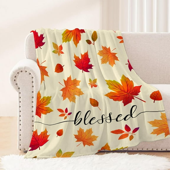 Fall Decorative Throw Blanket Small Size Kids Child Blanket Thanksgiving Autumn Maple Leaf Blanket for Couch Sofa Bed Lightweight Fuzzy Soft Plush Blankets and Throws 40x50