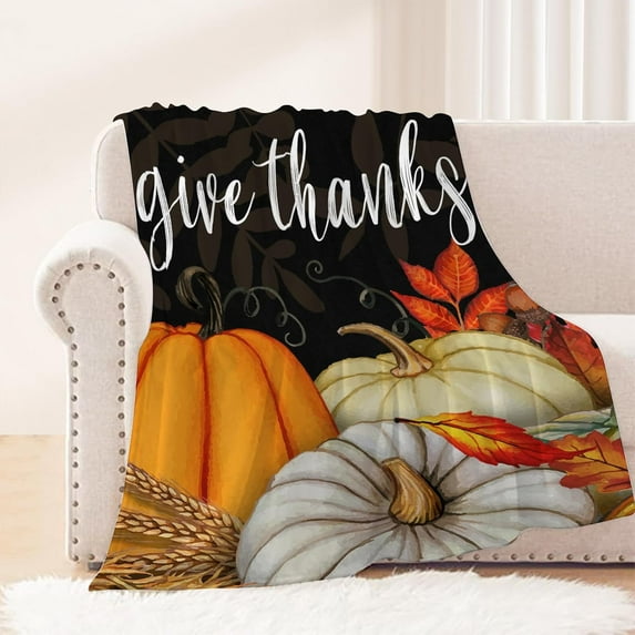 Fall Decorative Throw Blanket Twin Blanket Thanksgiving Autumn Pumpkin Twin Blanket for Couch Sofa Bed Outdoor Lightweight Fuzzy Soft Plush Fleece Blankets and Throws 60x80