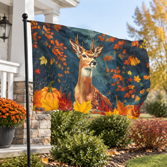 Fall Deer Flag 3x5 Ft Outdoor Outside Yard Banner