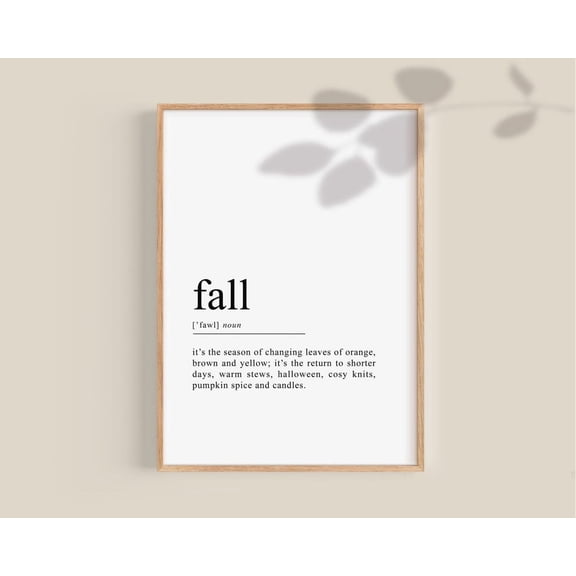 Fall Definition Poster Seasons s Autumn Seasonal Wall Decor Classroom Art Poster, Unframed Poster Size 12x18
