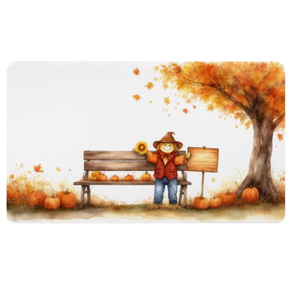 Fall Desk Mat,A watercolor painting of a scarecrow sitting on a bench,24 Inch Mouse Pad,Soft Mouse Pad,Laptop Accessories for Women