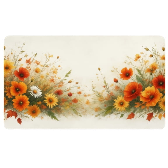 Fall Desk Pad,A bunch of orange and yellow flowers on a white background,Desk Top Mouse Pad Mat Large,Non Slip Mouse Pad,Mouse Pads for Laptop
