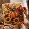 thumbnail image 1 of Fall Diamond Art Kits for Adults with Pumpkin and Sunflower Design, 12-Inch Square Canvas, Autumn Pearl and Rhinestone Mosaic, for Home Wall Art Decoration, 1 of 4