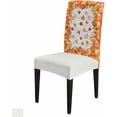 thumbnail image 1 of Fall Dining Room Chair Covers Set of 6, Orange Pumpkin Autumn Farmhouse Wood Grain Stretch Chair Slipcovers Removable Washable Seat Cover Chair Protectors for Kitchen Home, Hotel Banquet, 1 of 6