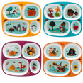thumbnail image 1 of Fall Dinnerware Divided Plates for Kids Melamine Plastic Compartment Plates Reusable Set of 4 Halloween, Thanksgiving, Autumn themed Dishes, BPA Free, Top Rack Dishwasher Safe Woodland Creatures, 1 of 8