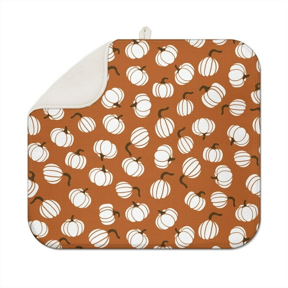 Fall Dish Drying Mat 16x18 Inch, Ultra Absorbent Microfiber Dish Rack Pad Drainer Mat for Kitchen Counter, Coffee Bar, Thanksgiving Autumn Harvest Decor.