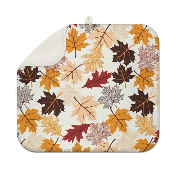 Fall Dish Drying Mat 16x18 Inch, Ultra Absorbent Microfiber Dish Rack Pad Drainer Mat for Kitchen Counter, Coffee Bar, Thanksgiving Autumn Harvest Decor.