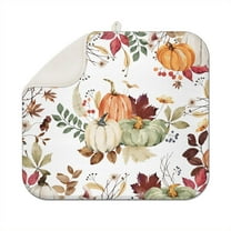 Fall Dish Drying Mat 16x18 Inch, Ultra Absorbent Microfiber Dish Rack Pad Drainer Mat for Kitchen Counter, Coffee Bar, Thanksgiving Autumn Harvest Decor.