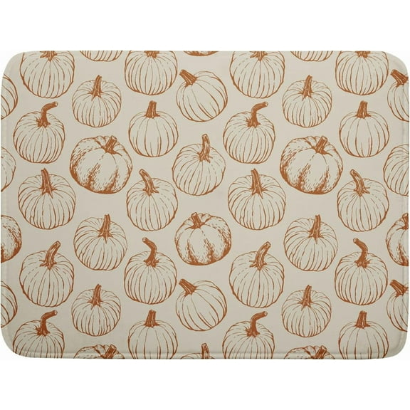 Fall Dish Drying Mat for Kitchen Counter 18x24 Burnt Orange Pumpkin Autumn Harvest Thanksgiving Day Absorbent Reversible Microfiber Drying Mats Kitchen Countertop Protector Dishes Drainer Rack Pad