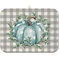 thumbnail image 1 of Fall Dish Drying Mat for Kitchen Counter,Buffalo Plaid Blue Pumpkin Pattern Microfiber Drying Mat,Washable Absorbent Kitchen Countertop Harvest Thanksgiving Dish Mat Drain Mat,18x24 Inch, 1 of 7