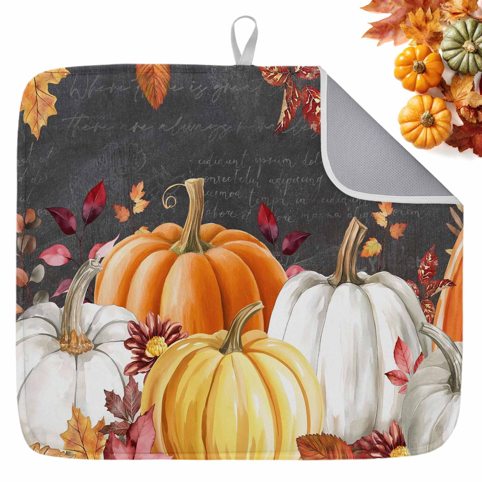Fall Dish Drying Mat for Kitchen Counter Harvest Pumpkin Drying Pad ...
