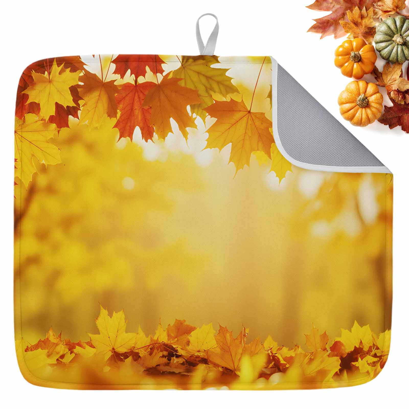 Fall Dish Drying Mat for Kitchen Counter Maple Leaves Drying Pad ...