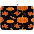 thumbnail image 1 of Fall Dish Drying Mat, Maple Leaves Pumpkins Autumn Microfiber Kitchen Countertops Protector Draining Pad Absorbent Reusable Washable Coffee Bar Mat Easy Clean,, 1 of 7