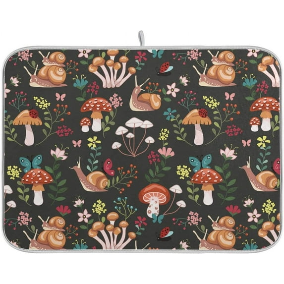 Fall Dish Drying Mat Microfiber Dish Drying Pads Kitchen Counter Draining Pad Sunflower Cornflower Poppy 16 x 18 Inches