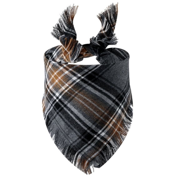 Fall Dog Bandana, 1PCS Tassel Edge Plaid Triangle Bib Scarf, Autumn Thanksgiving Halloween Holiday Pet Accessory for Medium & Large Dogs, Puppy Bandana, Small