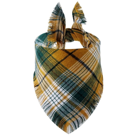 Fall Dog Bandana, 1PCS Tassel Edge Plaid Triangle Bib Scarf, Autumn Thanksgiving Halloween Holiday Pet Accessory for Medium & Large Dogs, Puppy Bandana, Small